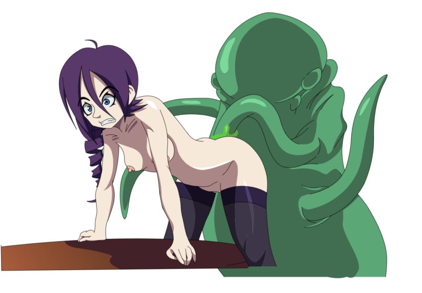 1girls against_furniture animated bent_over blue_eyes breasts doctorcursed female lemmy_(zone) monster nude nude_female pale_skin purple_hair small_breasts stockings tentacle tongue_out zone-tan