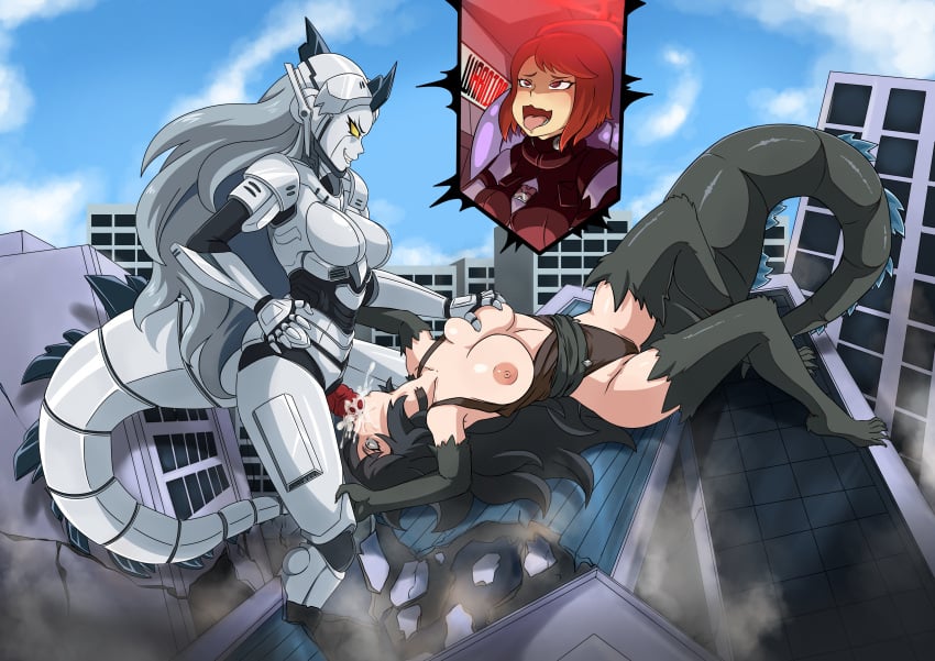 akane_yashiro blowjob breast_grab building cum cum_in_mouth cum_inside fellatio futa_on_female futanari godzilla godzilla_(series) kaiju_girls_(webcomic) kiryu_(godzilla) mechagodzilla monster_girl rape robot_girl the_dark_mangaka