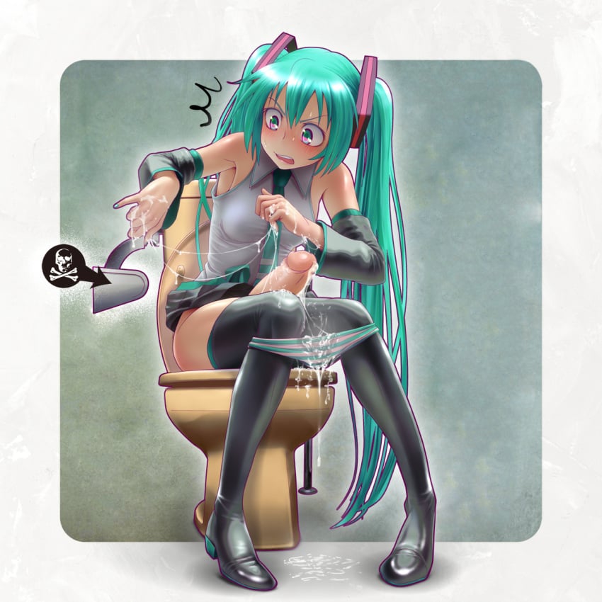 1futa after_masturbation after_orgasm breasts clothed clothing cum cum_drip cum_on_clothes cum_string cumshot dickgirl edit ejaculation elzikyuchi erection foreskin futa_only futanari genital_fluids hatsune_miku horny intersex mostly_clothed penis penis_out photoshop retracted_foreskin simple_background small_breasts solo solo_futa third-party_edit toilet uncircumcised uncut vocaloid wokada