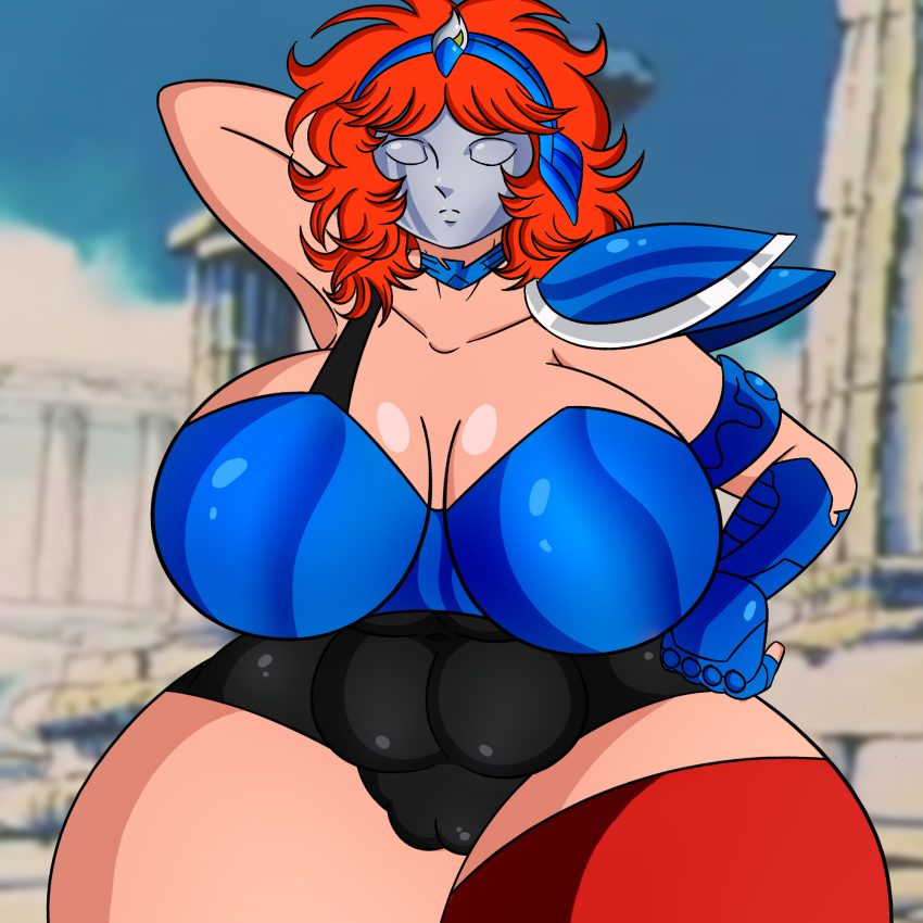 1girls abdomen areolae armpits arms_behind_head ass big_ass big_belly big_breasts big_butt big_nipples breasts cameltoe chubby chubby_female eagle_marin female kabokondo90 mask masked orange_hair pervert plump plump_camel_toe plump_labia plump_vulva pussy saint_seiya shoulder_armor thick_ass thick_legs thick_thighs thighs wide_hips