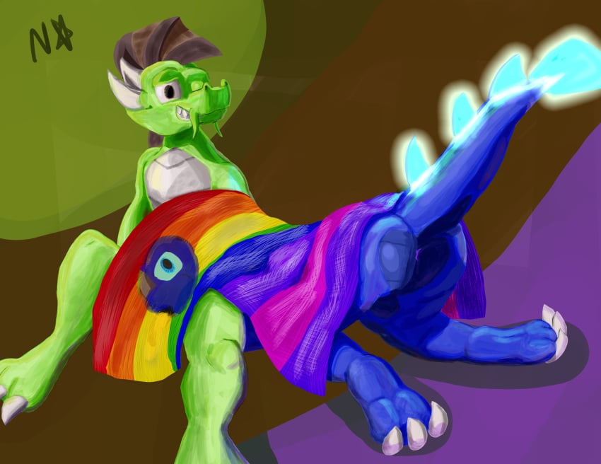 animal_humanoid ass atomicmeta bent_over blue_dragon bowing cel_shading fellatio flay flay_(wingedwilly) furry green_dragon hi_res lineless looking_at_viewer male male/male neon neon_the_dragon oral penile pride_colors pride_month_2019 pride_month_2020 rainbow_flag rainbow_pride_flag rainbow_symbol secret_sex sex smile smirk stealth_sex translucent x-ray