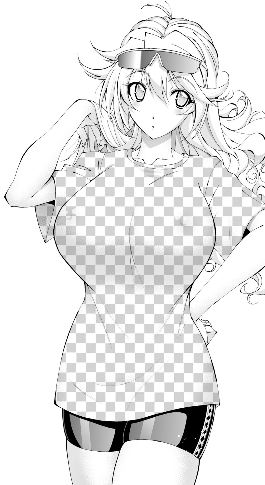 female large_breasts long_hair monochrome rakko rakko_(r2) sandy_bash suketto_sanjou!!