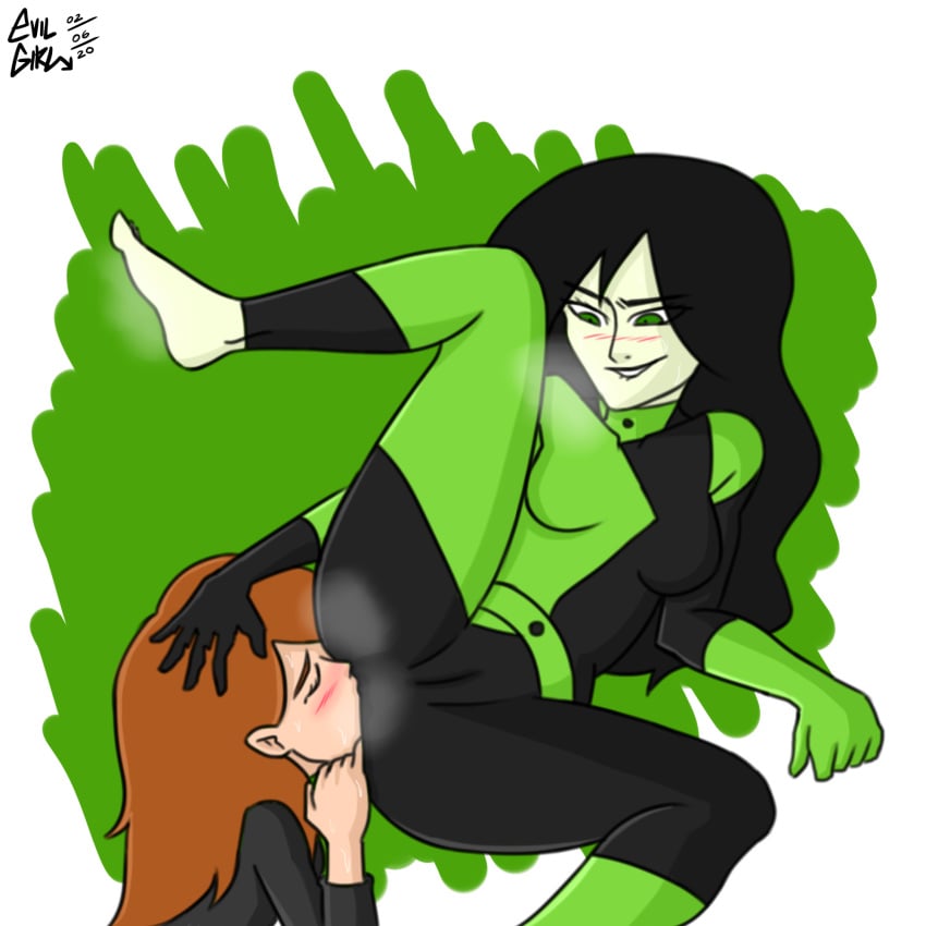 2020 2girls anilingus black_hair blush cameltoe closed_eyes disney disney_channel domination evilgirl face_in_ass feet feet_up female female_only female_protagonist femdom femsub fully_clothed green_background green_eyes green_skin green_theme hand_on_ass human kim_possible kimberly_ann_possible lesbian long_hair looking_down lying_down medium_breasts multiple_girls pussy_bulge red_hair rimjob rimming shego smell smelling smelly smile sniff sniffing steam submission submissive submissive_female teen teenage teenager white_background young younger_female yuri