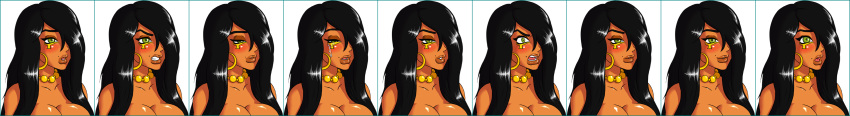 big_breasts egyptian expressions faces farah green_eyes hair_over_one_eye legend_of_queen_opala long_hair loqo milf tan_skin