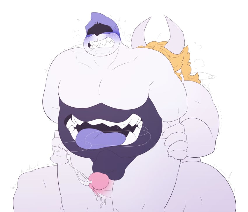 anthro asgore_dreemurr balls bara barazoku beard big_chest big_pecs big_pectorals blonde_hair blush bodily_fluids boss_monster bovid bulge caprine caprine_humanoid chest chubby cum cumshot darkner deltarune duo ejaculation erection facial_hair fur gay genital_fluids genitals hair hi_res horn humanoid intercrural intercrural_sex king_spade long_ears male male/male male_only mammal multi_mouth musclegut muscular_arms muscular_back muscular_humanoid muscular_legs open_mouth overweight overweight_male pecs pectorals penis redeyedgazer royalty sex simple_background slightly_chubby slightly_chubby_anthro slightly_chubby_humanoid slightly_chubby_male smile stomach_mouth teeth thigh_sex tongue tongue_out undertale video_games white_body white_fur yaoi