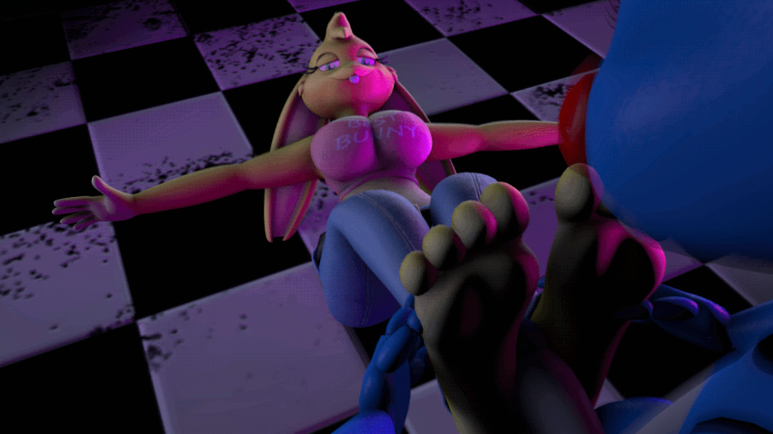 3d animated animatronic blue_body clothed duo female femboy five_nights_at_freddy's five_nights_at_freddy's_2 foot_fetish footjob futanari girly green_eyes jenn_(zp92) lagomorph machine male nipples nude penis rabbit robot sex source_filmmaker terezifaps toy_bonnie_(fnaf) yellow_fur