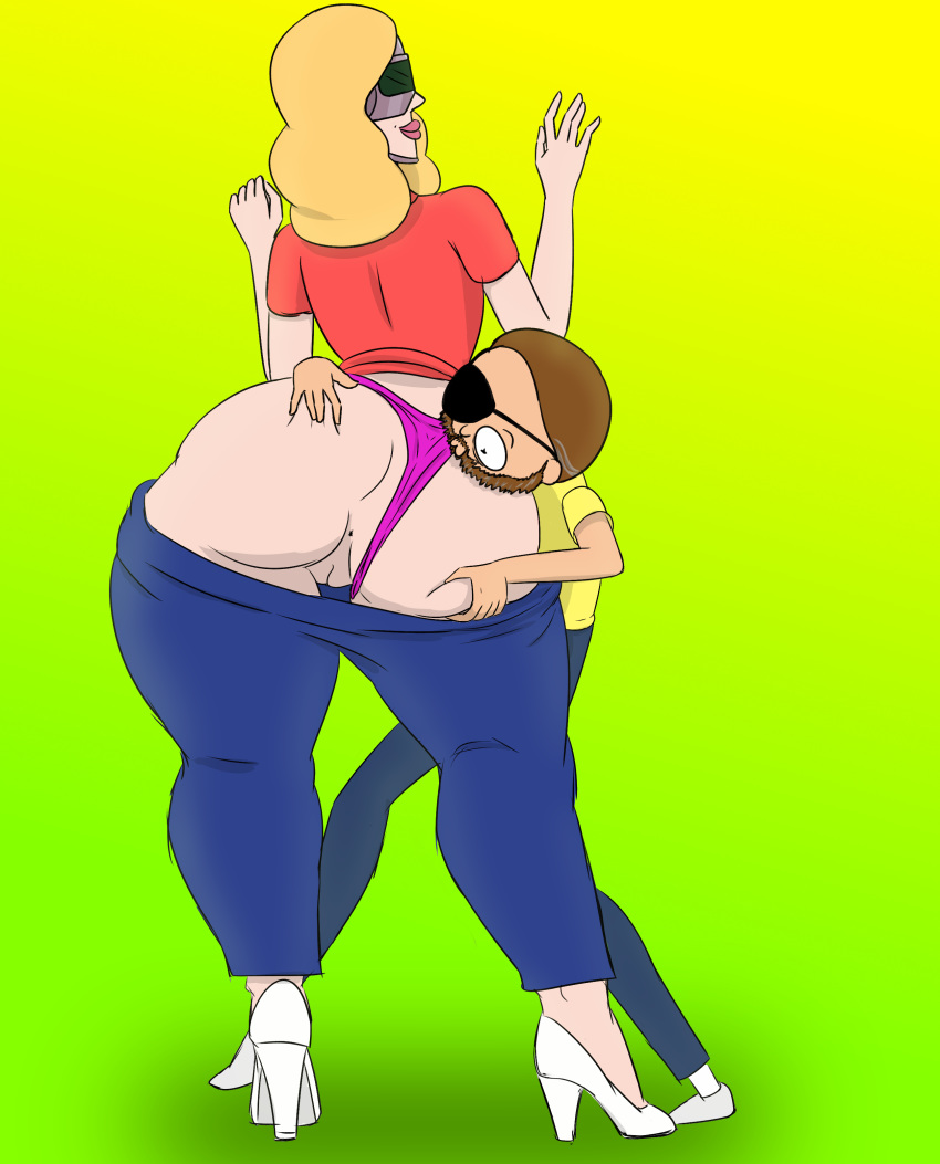 1boy 1boy1girl 1girls age_difference beth_smith blonde_hair brown_hair butt butt_crack diklonius evil_morty eyepatch female gwendolyn_(rick_and_morty) heels incest innie_pussy male milf morty_smith mother_and_son partially_clothed rear_view rick_and_morty sexbot tagme