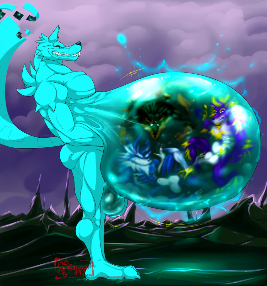 2020 after_vore animal_genitalia anthro ass balls belly biceps big_balls big_belly blue_body blue_nose blue_skin canid canine canis capcom closed_eyes daragh darkstalkers endzone_(hungothenomster) fully_sheathed gallon genitals hi_res hungothenomster hyper hyper_belly james_auvereign jon_talbain male male_pred mammal muscular muscular_male muscular_thighs nude oral_vore pecs sharp_teeth sheath standing teeth translucent translucent_body translucent_skin vampire_savior video_games vore were werewolf wolf x-ray