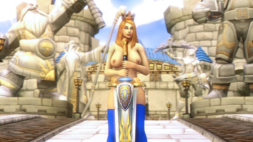 1girls 2019 3d alliance alliance_(warcraft) alliance_sword alliance_symbol blizzard_entertainment blonde_hair blue_eyes crown crown_of_bloody_succession eastern_kingdoms female female_only grand_marshal's_claymore human human_(world_of_warcraft) human_paladin looking_at_viewer nipple_piercing original_character paladin_(warcraft) piercing punkae serity solo standing stockings stormwind sword warcraft world_of_warcraft zentaeron