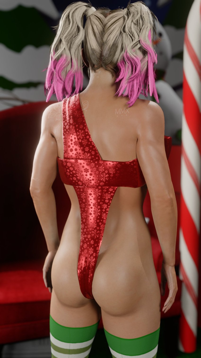 1girls 3d alexa_bliss artist_request ass big_ass big_butt blonde_hair butt christmas dat_ass female female_only gradient_hair half-dressed half_naked half_nude long_hair pigtails pink_hair solo tagme wrestler wrestling wwe wwe_2k wwe_2k22 wwe_diva