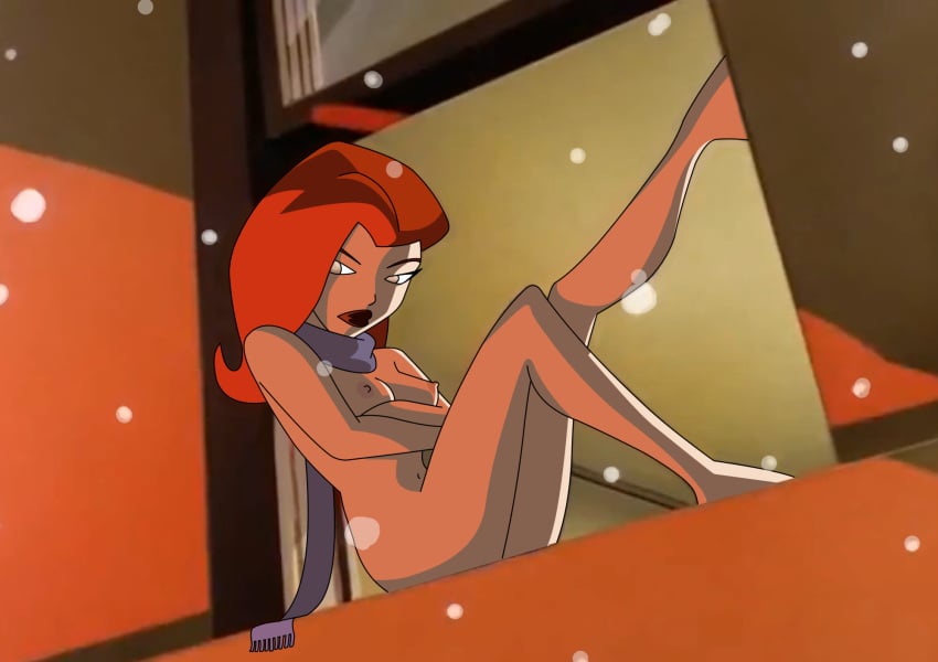 accurate_art_style batman:_the_animated_series batman_(series) crossed_arms dc_comics dcau edit female_focus female_only nobodyman9000 poison_ivy poison_ivy_(dcau) red_hair scar scarf_only screenshot screenshot_edit snow snowing the_new_batman_adventures