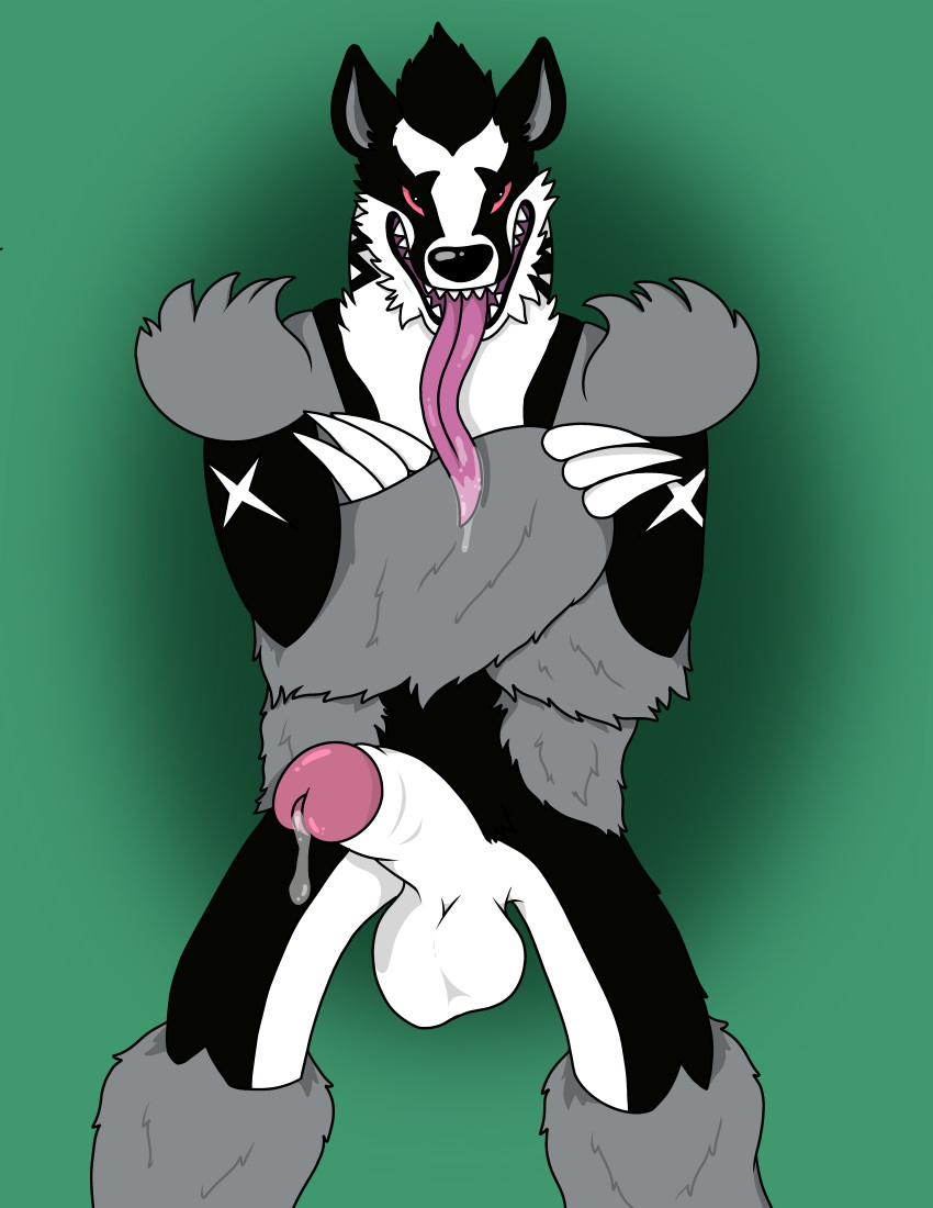 absurd_res anthro genitals hi_res long_tongue male male_only nintendo obstagoon penis pokémon_(species) pokemon solo thr33y3dg0at tongue video_games