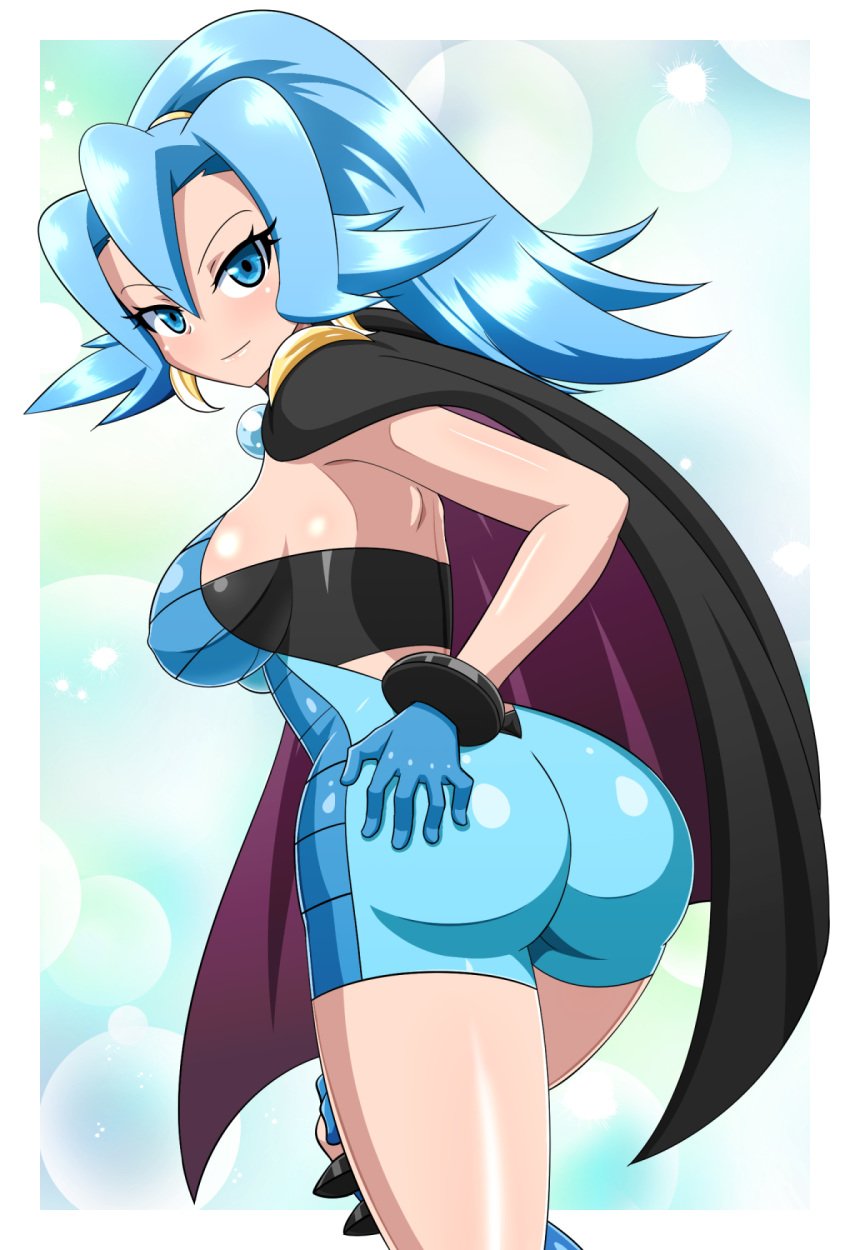 ass big_breasts blue_eyes blue_hair clair_(pokemon) female female_only fully_clothed gym_leader human long_hair mature_female nintendo pokemon pokemon_gsc pokemon_hgss solo solo_female solo_focus yensh