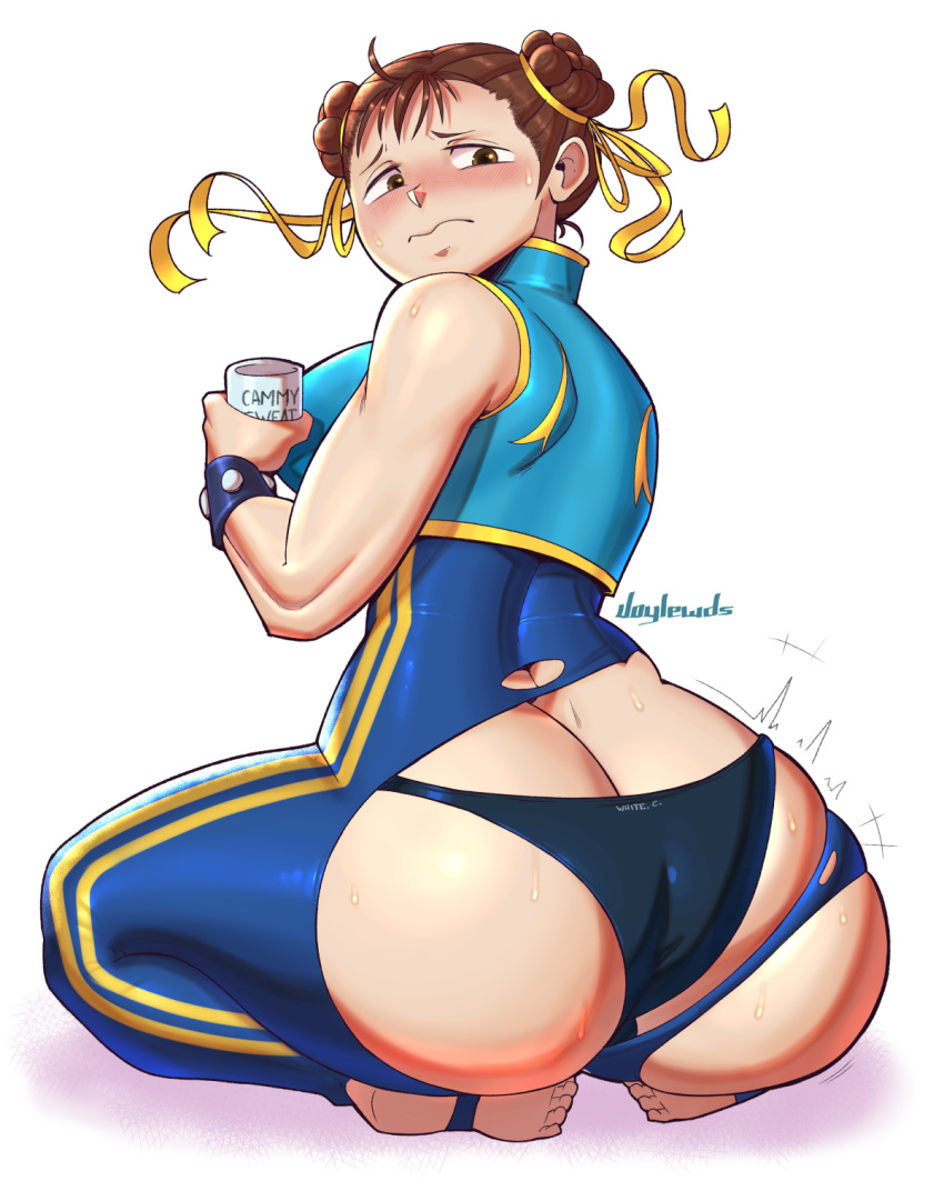 1girls ass big_ass big_breasts breasts chun-li female female_only huge_ass joylewds ripped_clothing street_fighter