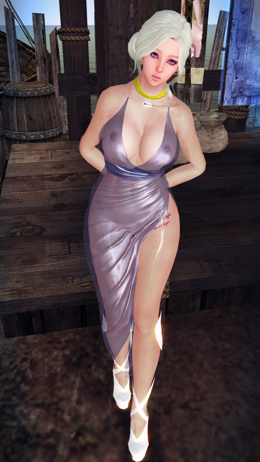 3d arisha_(vindictus) breasts female female_only no_bra transparent_clothing vindictus