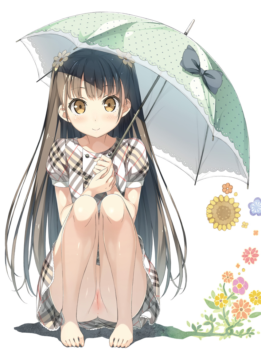 dress feet kantoku nagisa_(kantoku) nopan photoshop pussy pussy_visible umbrella uncensored