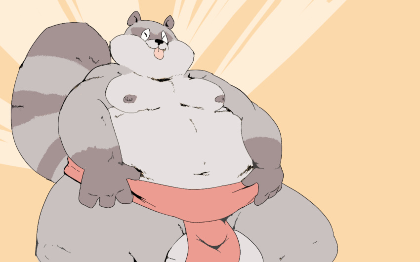 16:10 2018 anthro balls belly bulge closed_eyes clothing genitals male male_only mammal moobs navel nipples overweight overweight_male procyonid raccoon shamelesss solo tongue tongue_out underwear widescreen