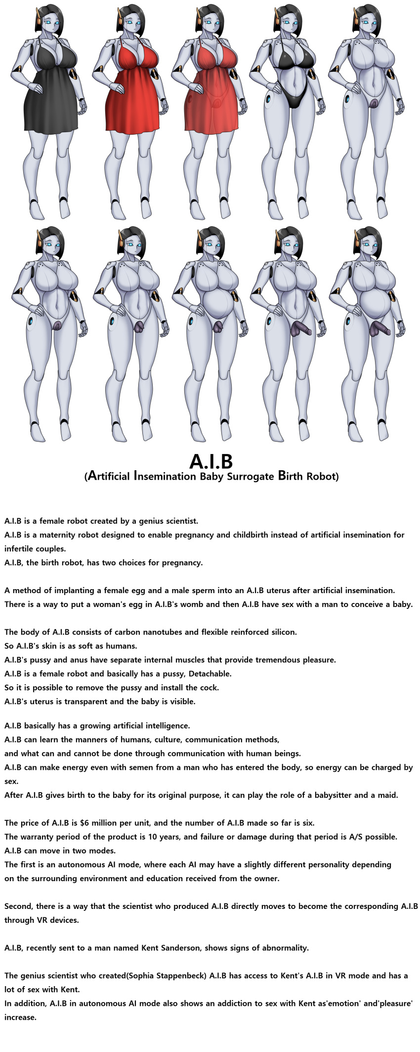 android balls black_hair blue_eyes breasts description dress grey_skin little_penis mk001black original original_character penis pregnant profile pussy robot robot_ears robot_girl swimsuit swimwear testicles vaginal_penetration wall_of_text white_skin