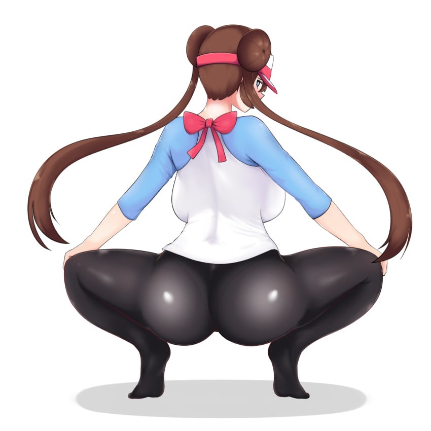 1girls ass big_ass big_breasts black_leggings black_pantyhose blush brown_hair dokuropg double_bun eye_contact female fully_clothed hat huge_ass huge_breasts human large_ass leggings looking_at_viewer looking_back nintendo pantyhose pokemon pokemon_bw2 rosa_(pokemon) squatting thick_ass tight_clothing twintails voluptuous white_background wide_hips