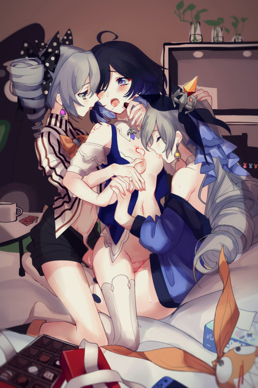 benghuai_xueyuan bronya_zaychik female futa futa_on_female futanari honkai_impact mie_xing pussy seele_vollerei yuri