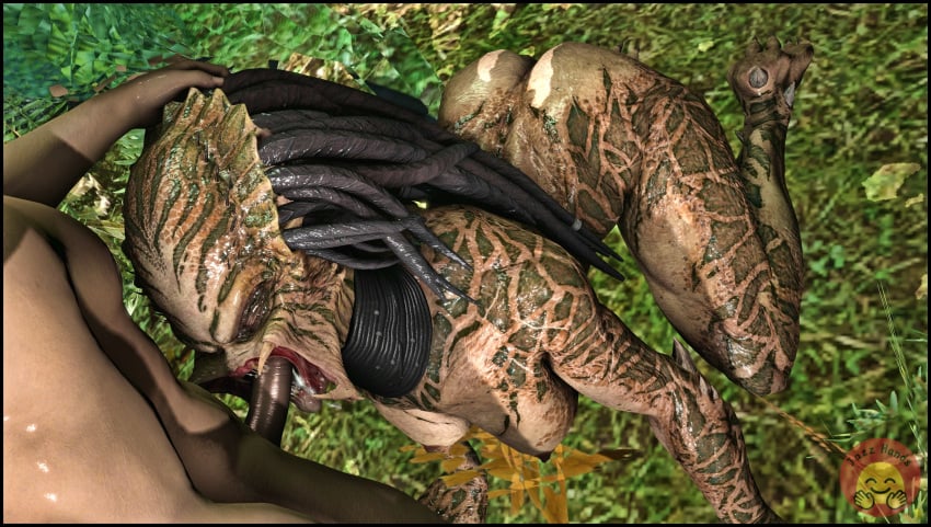 1boy 1boy1girl 1girls 3d alien alien/human alien_girl blowjob choking_on_cock claws cloaking_device deep_blowjob deep_throat dreadlocks eyes_closed fellatio female female_yautja human humanoid interspecies jazzhands jungle male male/female male_human/female_alien male_human/female_humanoid mandibles monster_girl oral oral_sex predator_(franchise) saliva_trail see-through see-through_penis sloppy_blowjob source_filmmaker trusting uncensored yautja