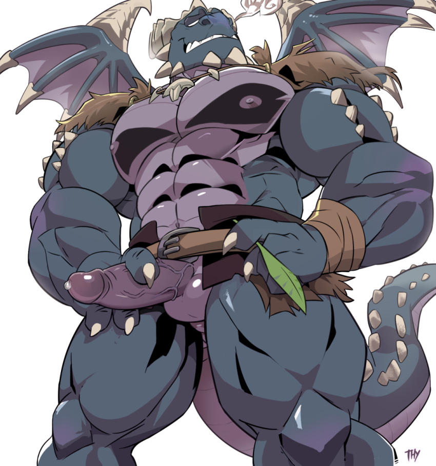 2019 4_fingers abs activision amulet animal_skin anthro armband armor balls belt biceps big_muscles big_tail biped blue_body blue_scales blue_tail blue_wings bodily_fluids bottomless bubba_(spyro) cel_shading claws clothed clothing countershade_tail countershade_torso countershade_wings countershading curved_claws digital_media_(artwork) dragon erection eyebrows facial_spikes fangs finger_claws fingers foreshortening front_view genital_fluids genitals glans holding_object holding_penis horn huge_muscles humanoid_genitalia humanoid_hands humanoid_penis jewelry leaf long_tail low-angle_view male male_only membrane_(anatomy) muscular muscular_male navel nipples no_underwear obliques partially_clothed pecs penis perineum portrait precum purple_balls purple_body purple_glans purple_membrane purple_nipples purple_scales purple_tail quads retracted_foreskin scales scalie sharp_claws sharp_teeth signature smile smirk smoke smoke_from_mouth smoke_from_nose snout solo spiked_tail spiked_wings spikes spread_wings spyro_reignited_trilogy spyro_the_dragon standing teeth thick_arms thick_thighs three-quarter_portrait thy_carker thymilph two_tone_tail uncut vein veiny_penis video_games western_dragon white_claws white_horn white_spikes wing_claws wings