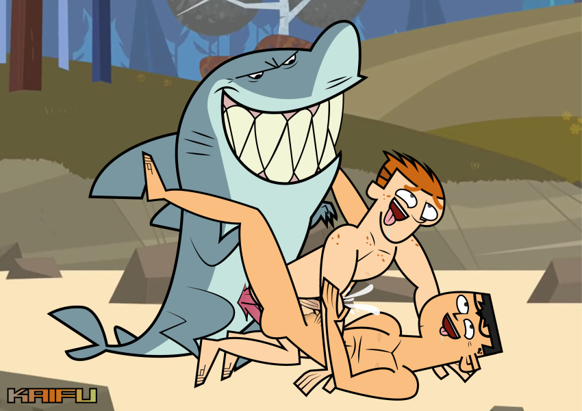 3boys anal balls brick_(tdi) diphallia diphallism fang_(total_drama_island) gay kaifu male male_only multi_penis oerba_yun_fang penis scott_(tdi) shark tagme total_drama_island trio what yaoi zoophilia