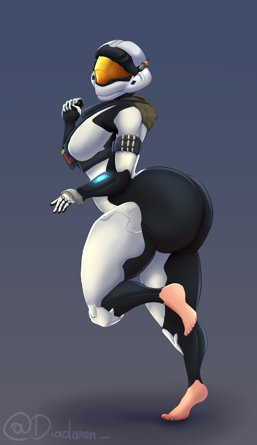 1girls armor big_ass diadanon feet female halo_(game) halo_(series) helmet spartan spartan_(halo)