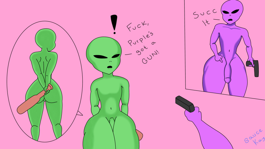 alien big_ass big_penis cheekclappa grand_theft_auto_v green_skin imobi meme multiple_penises purple_skin saucekay small_penis source_request