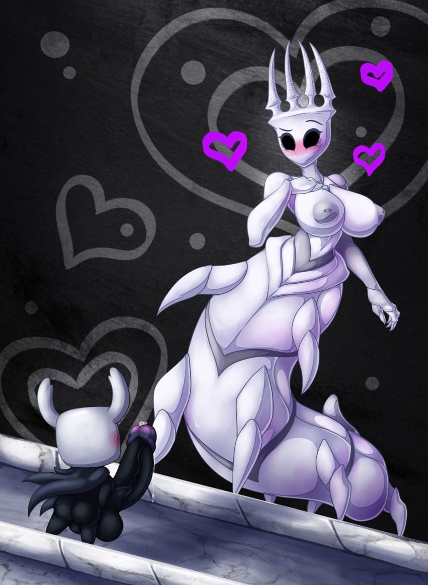 2020 absurd_res anthro arthropod azura_inalis bare_chest big_penis duo erection featureles genitals hi_res hollow_knight huge_cock insects nipples nude pale_king_(hollow_knight) penis protagonist_(hollow_knight) rule_63 size_difference team_cherry video_games