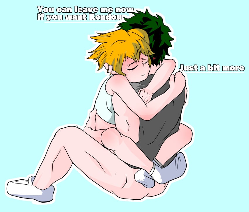 1boy 1girls after_sex arms_around_neck big_penis bottomless cowgirl_position eyes_closed female green_hair hand_on_back hand_on_head hug huge_cock hugging itsuka_kendou izuku_midoriya kendou_itsuka leg_lock legs_behind_back legs_crossed light-skinned_female light-skinned_male light_skin lotus_position male male/female midoriya_izuku my_hero_academia orange_hair partially_clothed post_orgasm sex shoes sitting_on_penis socks sweet text wellllll