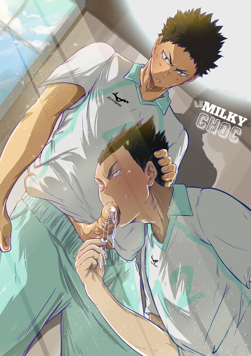 2boys blowjob blushing brown_hair clothed_sex cock_gobble cock_hungry cum cum_hungry cum_in_mouth cum_on_hand cumming dick erection fellatio gay giving_head going_down_on haikyuu!! iwaizumi_hajime kindaichi_yutaro kneeling_oral_position knob_polishing lemilkychoc male male/male male_only oral_sex orgasm_from_oral pants_down penis penis_in_mouth penis_out playing_skinflute scrubs spiky_hair suck sucking_off uncensored veiny_penis yaoi