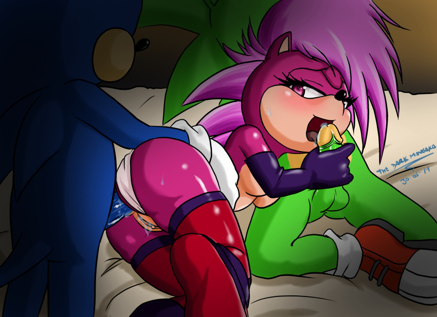 2014 anal anal_sex anthro ass blue_arms blue_fur blue_hair breasts brother brother_and_sister clothing elbow_gloves faceless_male female fur gloves green_fur group hair hedgehog incest male mammal manic manic_the_hedgehog open_mouth penis purple_fur sega siblings sister sonia_the_hedgehog sonic_(series) sonic_the_hedgehog the_dark_mangaka uncensored video_games