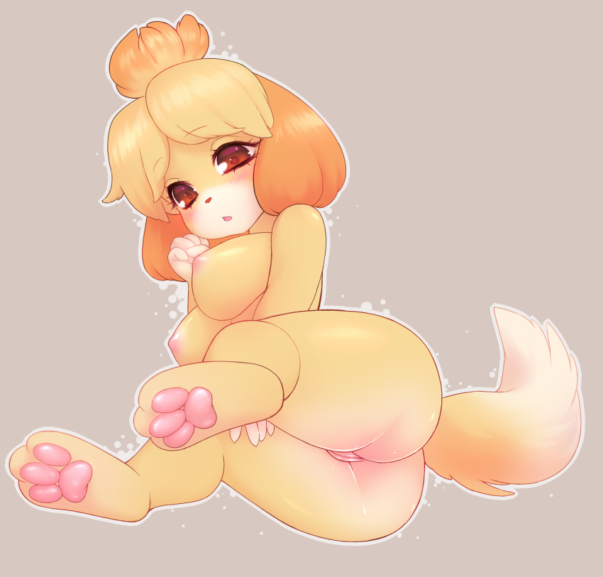 1girls 2020 3_toes animal_crossing anthro anthro_focus areola areolae ass big_ass big_breasts blonde_hair blush breasts brown_eyes brown_hair butt_crack canid canine canis completely_nude cute dat_ass digital_media_(artwork) domestic_dog eyebrows_visible_through_hair eyelashes feet female female_focus female_only female_solo fluffy fluffy_tail full-length_portrait full_body fur furry furry_only genitals glistening glistening_body glistening_eyes glistening_hair glistening_skin glowing_eyes grey_background hair hand_on_own_thigh hand_on_thigh hi_res isabelle_(animal_crossing) large_breasts long_tail lying mammal multicolored_body multicolored_fur multicolored_hair multicolored_skin naked nintendo nipples nude nude_female on_side open_mouth pawpads perilune pink_areola pink_nipples portrait pussy shih_tzu shiny shiny_hair shiny_skin short_hair side_view signature simple_background slit solo solo_female solo_focus tail thick_thighs thighs tied_hair toes topknot toy_dog two_tone_body two_tone_fur two_tone_hair two_tone_skin uncensored vagina video_games white_body white_fur white_skin yellow_body yellow_skin