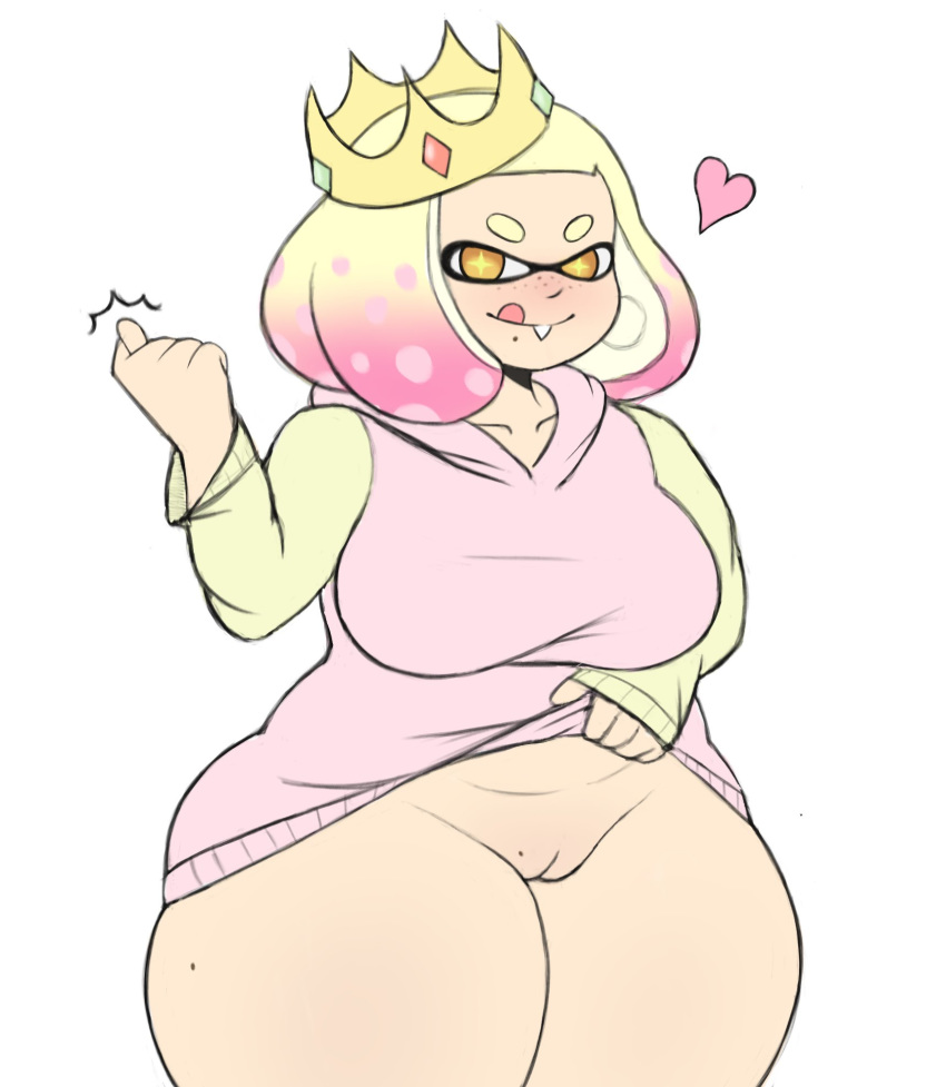 1girls alternate_breast_size bbw belly big_breasts blush chubby citrus_doodles eye_contact female heart huge_breasts huge_thighs humanoid inkling looking_at_viewer medium_hair pale-skinned_female pale_skin pearl_(octo_expansion) pearl_(splatoon) presenting presenting_pussy pussy splatoon splatoon_2 sweater sweater_lift tentacle_hair thick_thighs unusual_pupils voluptuous white_background wide_hips yellow_eyes