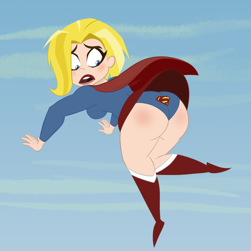 ass big_ass bob_cut dc dc_comics dc_super_hero_girls embarrassed kara_danvers kara_zor-el logo_panties panties rear_view solo solo_female supergirl supergirl_panties tagme upskirt