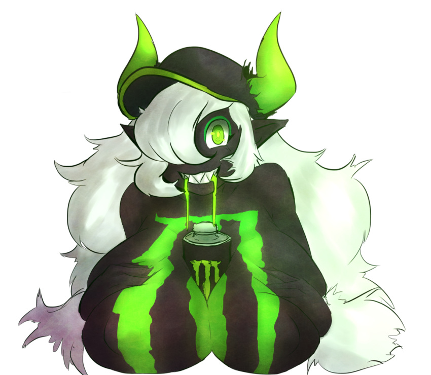 female humanoid monster-chan monster_energy white_hair