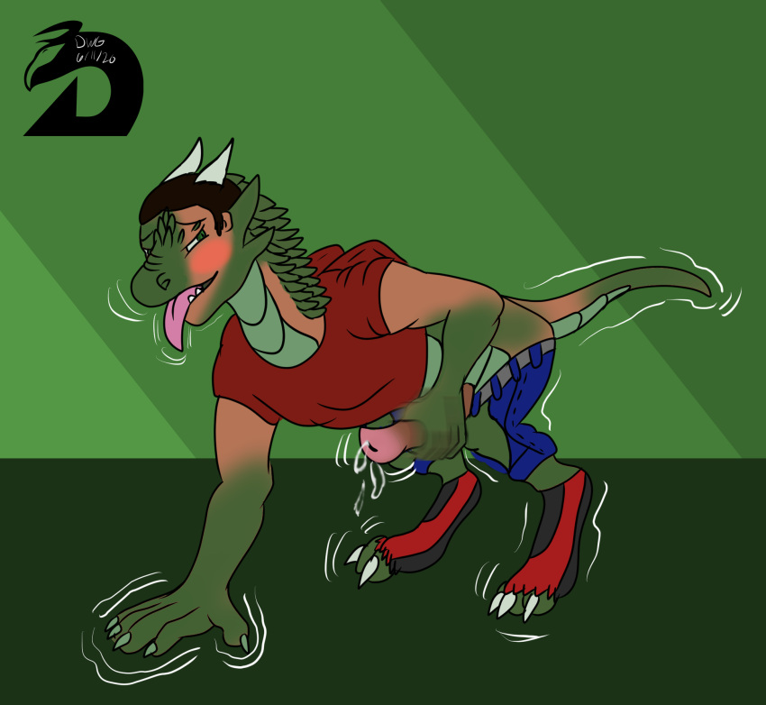 anthro blush dragon dragonwithgames hi_res jerking lust reptile ryman scalie solo tongue_out transformation