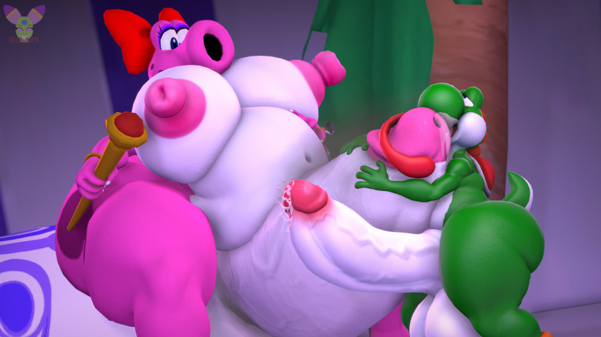 1boy 1futa 3d 3d_(artwork) ass ass_bigger_than_head balls_bigger_than_head belly_button big_breasts big_nipples big_thighs birdo blowjob breasts duo futanari handjob huge_balls huge_breasts huge_cock huge_thighs hyper hyper_balls hyper_penis large_breasts large_thighs larger_futanari male mario_(series) nintendo nude penis size_difference slave slaveboy smaller_male urethra xaliah yoshi