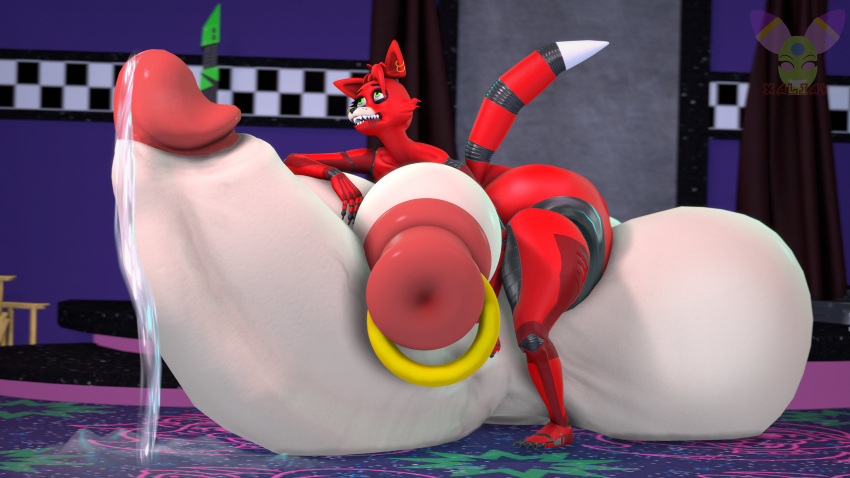 3d 3d_(artwork) ass_bigger_than_head balls_bigger_than_head breasts_bigger_than_head cum five_nights_at_freddy's foxy_(fnaf) foxy_(psychojohn2) futa_only futanari huge_ass huge_breasts hyper_balls hyper_breasts hyper_nipples hyper_penis nude paizuri penis public public_nudity self_paizuri shortstack xaliah