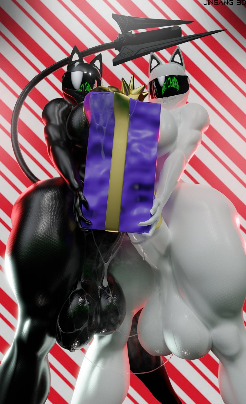 2023 2futas 3d anthro balls bett biker_girl black_clothing black_skin black_tail bodysuit breasts cat_ear_helmet christmas clothed clothing cum_string cumstring dick_in_a_box duo erection frottage futa_only futanari gift gift_box heaven_(jinsang) helmet horsecock horsecock_futanari huge_ass huge_balls huge_breasts huge_cock humanoid jinsang_3d merry_christmas motorcycle_helmet nevaeh_(jinsang) penis precum precum_on_balls precum_on_penis precum_string present smooth_balls smooth_penis standing tail tail​ unusual_tail white_clothing white_skin