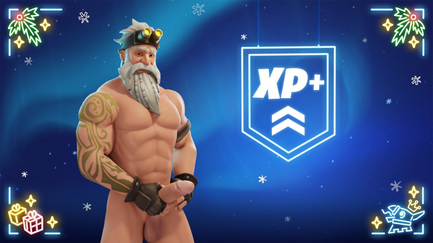 abs aj_racer95 beard christmas fortnite gloves have_you_completed_your_winterfest_quests_for_additional_xp male_focus male_only penis presenting santa_claus sgt_winter_(fortnite) solo tattoo