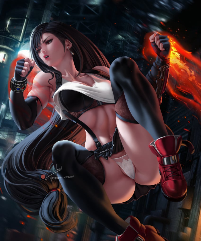 big_breasts brown_hair female female_only final_fantasy final_fantasy_vii hlulani long_hair nipples nipples_visible_through_clothing solo solo_female solo_focus tifa_lockhart