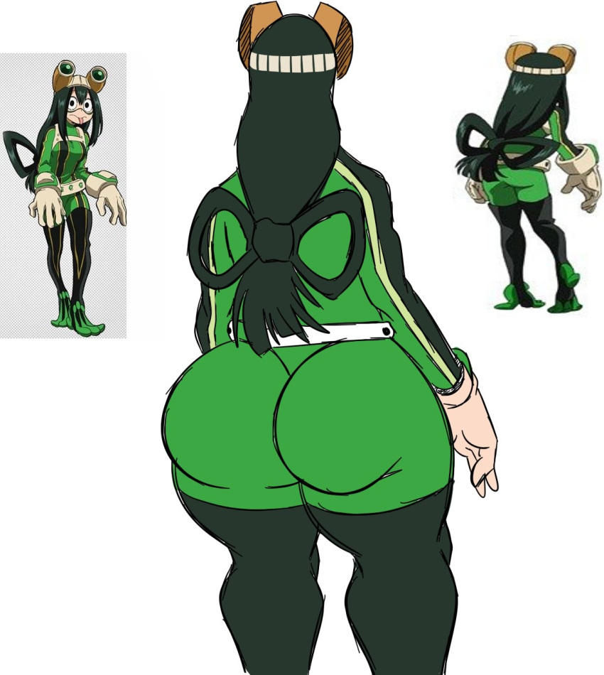 1girls ass ass_focus big_ass bodysuit domelynonix from_behind froppy giant_ass gloves hero_outfit_(mha) huge_ass my_hero_academia thedomely thick_thighs tsuyu_asui