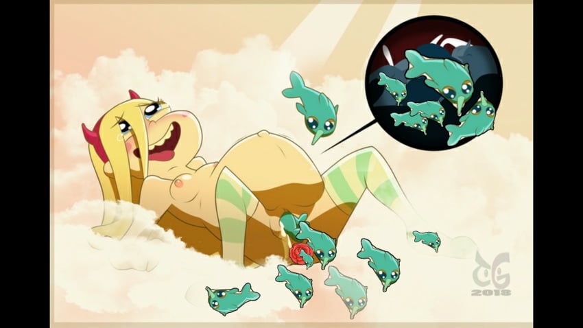 1girls birth blonde_hair blue_eyes censored disney interspecies narwhal nipples pregnant royalty star_butterfly star_vs_the_forces_of_evil tagme what