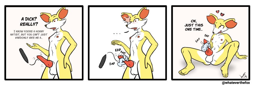 ... 3:1 ambiguous_gender animal_genitalia animal_penis anthro balls breaking_the_fourth_wall breasts canine_penis comic dialogue disembodied_hand drawing english_text fennekin fiona_(whateverthefox) floating_hands futanari genitals gynomorph gynomorph/ambiguous handjob heart hi_res intersex intersex/ambiguous nintendo nude penile penis pokémon_(species) pokemon pokemon_(species) sex sitting solo speechless standing stylus surprise text video_games whateverthefox