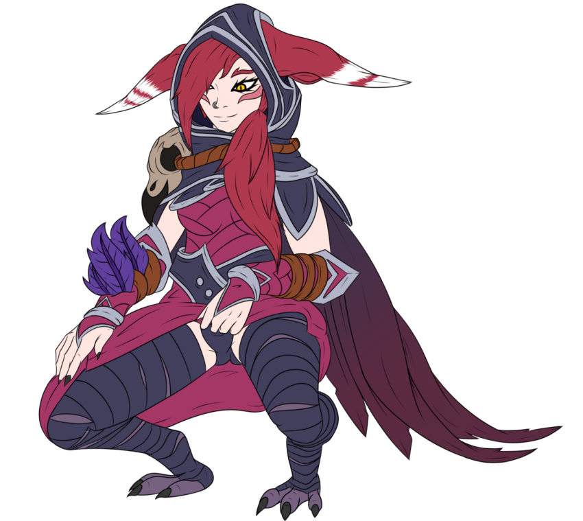 1girls female female_only karuo_kimura league_of_legends panties riot_games solo upskirt vastaya xayah