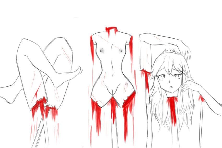 amputee blood corpse dead death decapitation female female_death fire_emblem fire_emblem_awakening fuumachi gore guro lucina_(fire_emblem) skewer