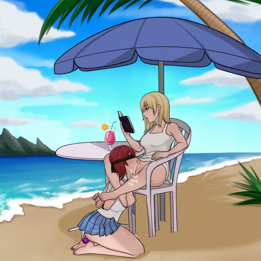 1futa 1girls arms_behind_back beach blindfold blonde_hair blowjob bondage book casual casual_sex chair clothing cum cum_in_mouth cum_inside deepthroat dickishly dress drink fellatio female futa_on_female futanari gagging human kairi kingdom_hearts leg_lock leg_lock_fellatio multitasking namine nipples nobody_(kingdom_hearts) oral outdoors pale_skin panties public reading red_hair school_uniform split_ass sundress table throat_bulge vibrator_under_panties