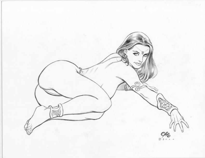 2000 a_princess_of_mars barsoom black_and_white dejah_thoris frank_cho john_carter_of_mars signature text